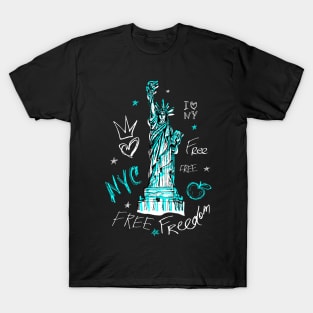New York City, American liberty, freedom. Cool t-shirt quote trendy street art fashion T-Shirt